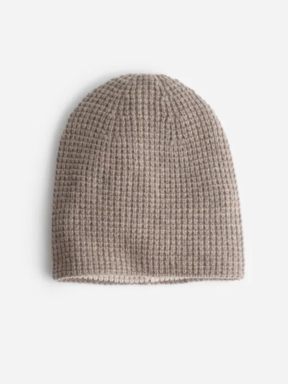 Madewell Grey White Softwool Wool Cashmere Reversible Winter Knit Beanie Hat